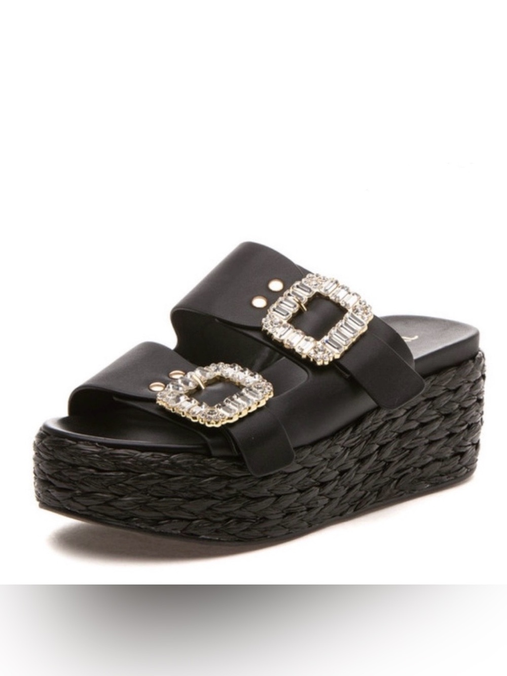 NWT J/SLIDES J/SLIDES QUINLEY Black Leather Sandal